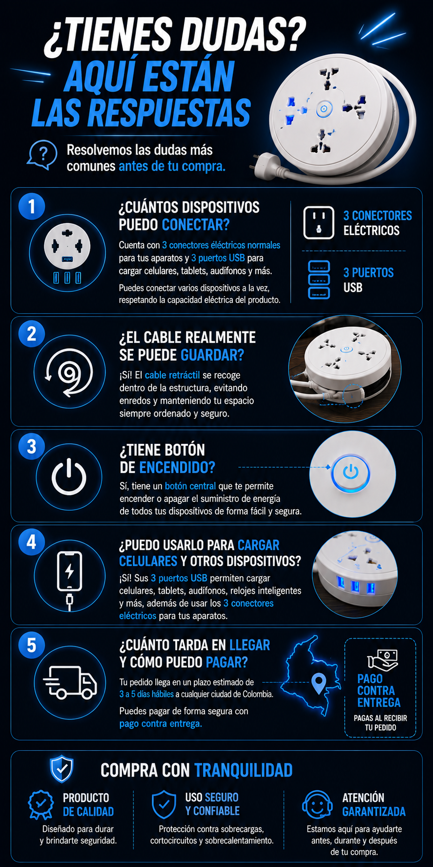 Extensión multitoma retráctil Rotrix