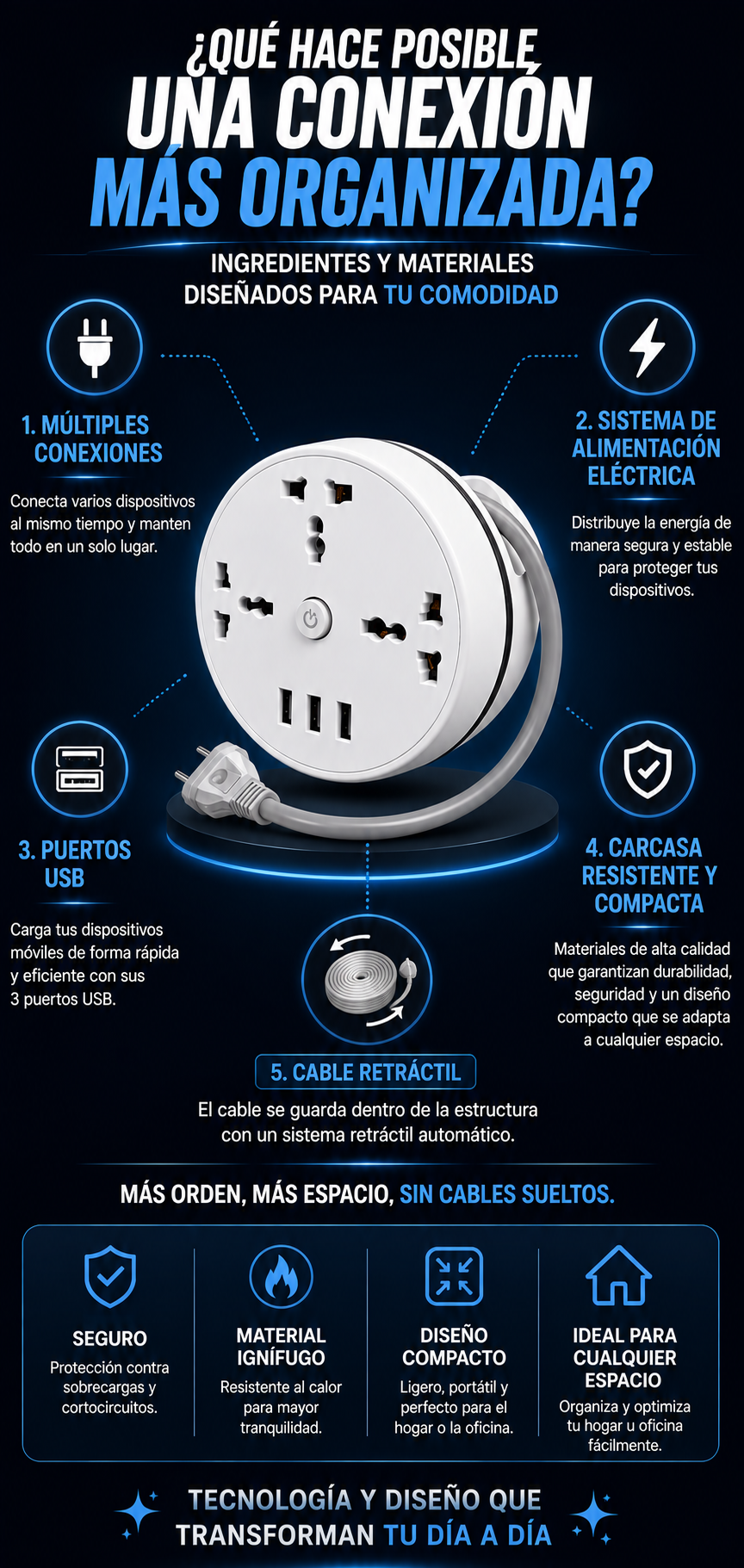 Extensión multitoma retráctil Rotrix